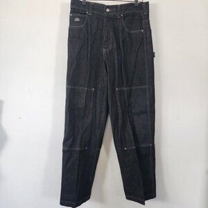 Vintage Y2K Meoshe Urban Original Black Jeans Size 34 Large Pockets Rivets